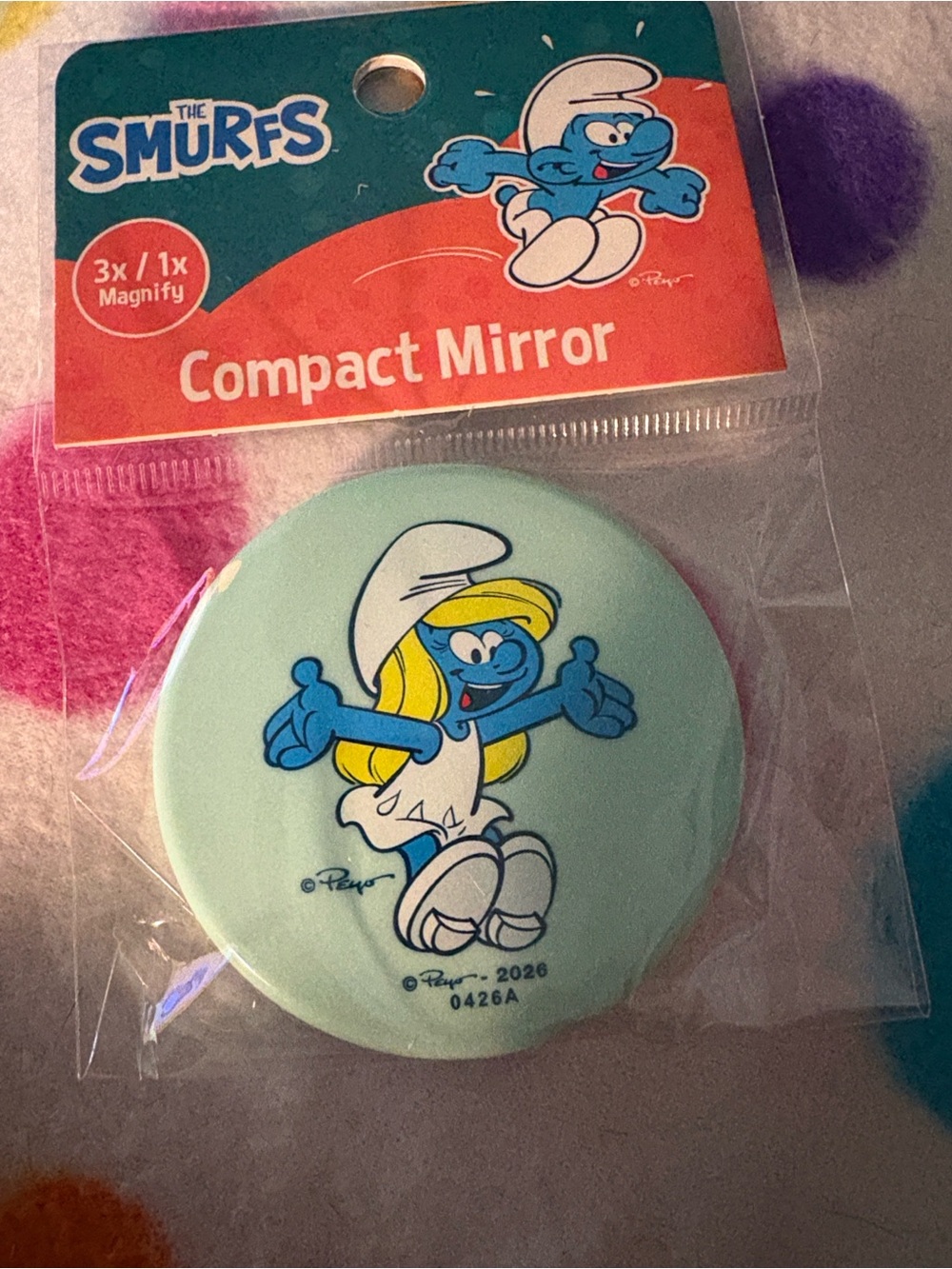 The Smurfette Round Compact Mirror - Light Blue